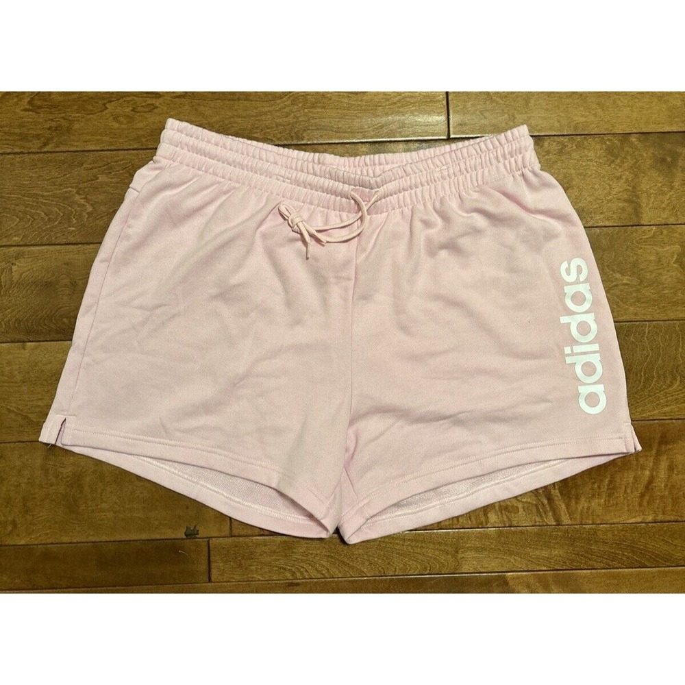 Adidas Womens Shorts Linear French Terry Shorts Pink HZ2275 Sz 3X Spellout